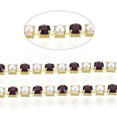 Brass Rhinestone Strass Chains CHC-N017-001A-A10-1
