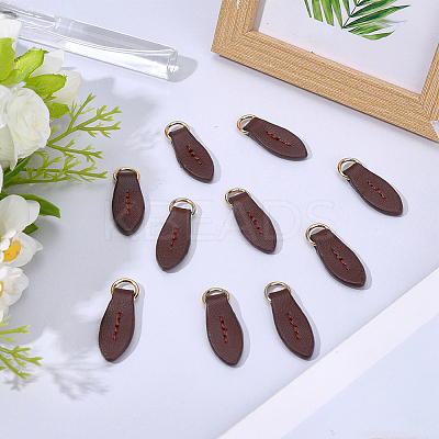 10Pcs Cattlehide Zipper Heads PURS-CL0001-19C-1