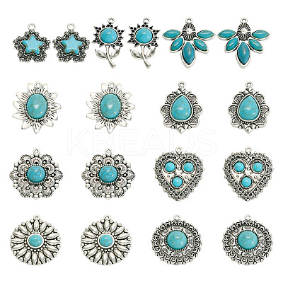 18Pcs 9 Style Tibetan Style Alloy Pendants FIND-TA0003-76-1