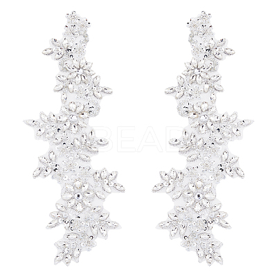 Acrylic Rhinestone Flower Appliques PATC-WH0017-03-1