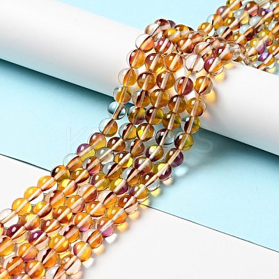 Electroplated Synthetic Moonstone Beads Strands G-F143-A01-M-1