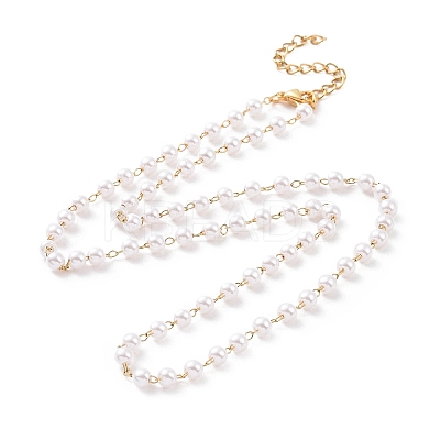 PVD Vacuum Plating 304 Stainless Steel Beaded Necklaces NJEW-E064-08G-1