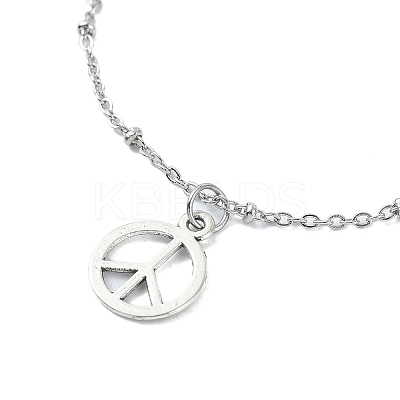 Alloy Peace Sign Charm Bracelet BJEW-JB09785-1