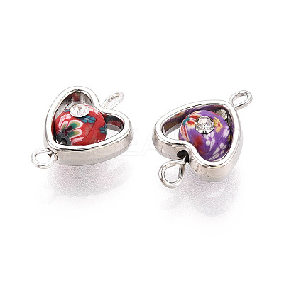 Polymer Clay Heart & CCB Frame Links Connector Charms CLAY-T022-25M-A-1