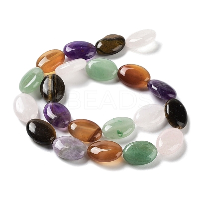 Natural Green Aventurine & Amethyst & Tiger Eye & Rose Quartz & Quartz Crystal & Carnelian Beads Strands G-L164-A-19-1