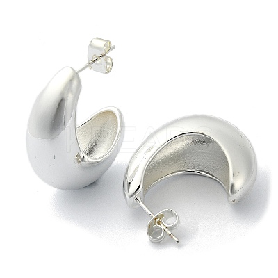 Teardrop Brass Stud Earrings EJEW-D098-04S-1