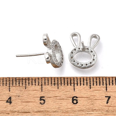 Rabbit Head Brass Micro Pave Cubic Zirconia Ear Studs EJEW-D304-39P-1