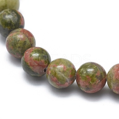 Natural Unakite Bead Stretch Bracelets BJEW-K212-C-006-1