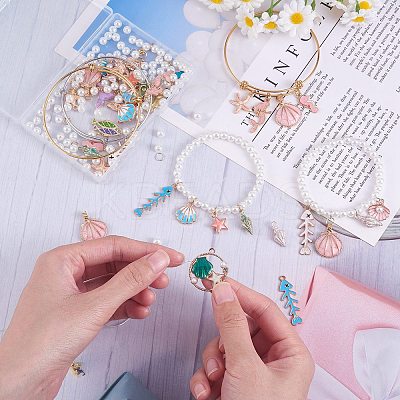DIY Ocean Theme Bracelet Bangle Making Kit DIY-SZ0009-35-1