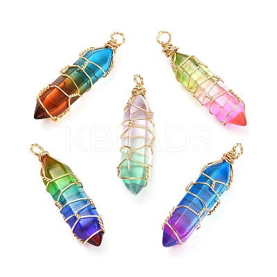 10Pcs 5 Colors Glass Pendants FIND-CJ0001-64-1