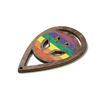 Rainbow/Pride Flag Theme Single Face Printed Aspen Wood Big Pendants WOOD-G014-02E-1