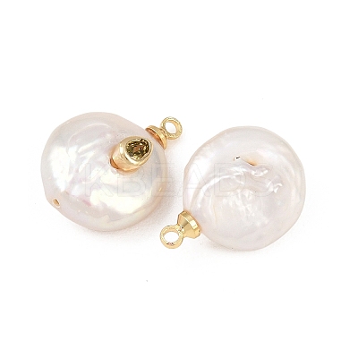 Brass Micro Pave Cubic Zirconia with Natural Pearl Pendants KK-Z146-07B-03-1
