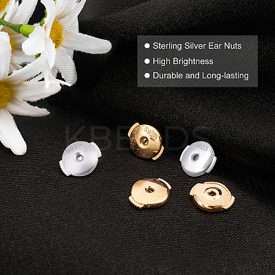 2 Pairs 2 Colors Sterling Silver Ear Nuts STER-CN0001-14B-1