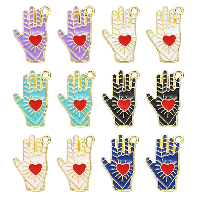 60Pcs 6 Colors Alloy Enamel Pendants ENAM-CJ0003-82-1