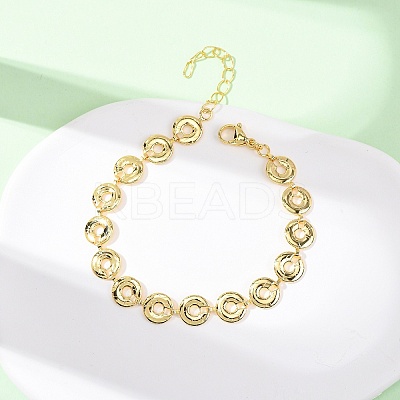 Brass Link Chain Bracelets for Women BJEW-C140-09G-1