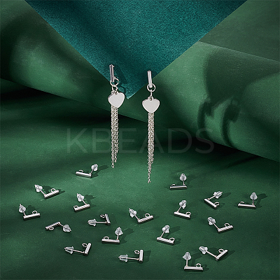 Rectangle 304 Stainless Steel Stud Earring Findings STAS-UN0058-32P-1