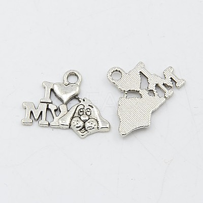 Tibetan Style Alloy Puppy Pendants TIBEP-0399-S-LF-1