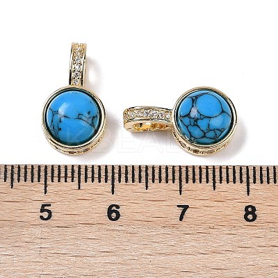 Brass with Cubic Zirconia and Synthetic Turquoise Pendants KK-Q030-17G-1