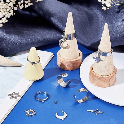 DIY Star Moon Stainless Steel Charms Cuff Ring Making Kit DIY-SC0026-17P-1