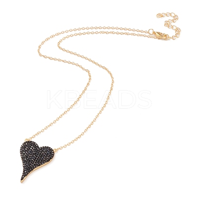 Brass Micro Pave Cubic Zirconia Heart Pendant Necklaces NJEW-Z003-01B-1