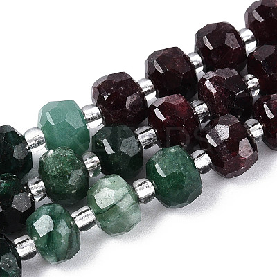 Natural Fuchsite & Garnet & White Moonstone Beads Strands G-T144-20B-01-1