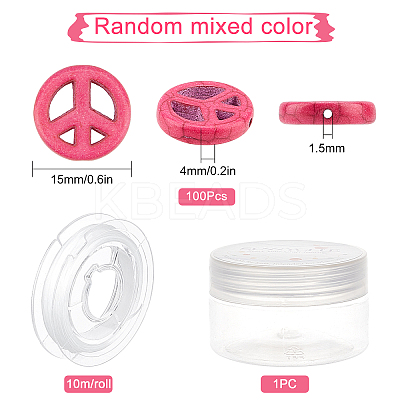 100Pcs Peace Sign Synthetic Turquoise Beads DIY-SC0015-52-1