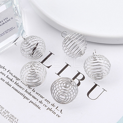 Carbon Steel Spiral Bead Cage Pendants LS-PW-WG85729-06-1