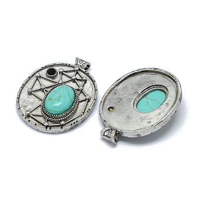 Synthetic Turquoise Oval Pendants G-Q165-03AS-09-1