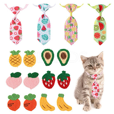Fruit Theme Polyester Pet Ties & Crochet Appliques Sets AJEW-CA0003-85-1