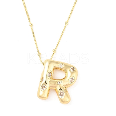 Brass Micro Pave Clear Cubic Zirconia Pendant Necklaces NJEW-Z038-01G-R-1