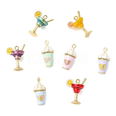 8Pcs 8 Styles Cocktail/Ice Cream Alloy Enamel Pendants ENAM-CJ0007-37-1