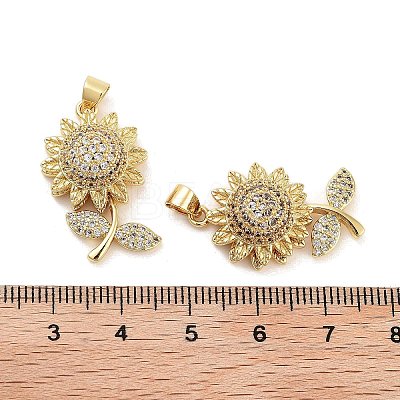 Rack Plating Brass Micro Pave Clear Cubic Zirconia Pendants KK-Z064-16G-1