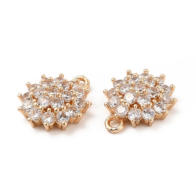Brass Micro Pave Clear Cubic Zirconia Pendants KK-E071-11KCG-1