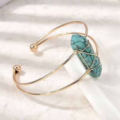 Women's Synthetic Cuff Bangles BJEW-L719-01G-05-1