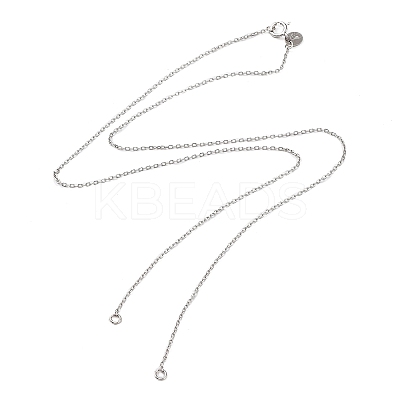 Rhodium Plated 925 Sterling Silver Cable Chains Necklace Makings STER-B001-02P-1