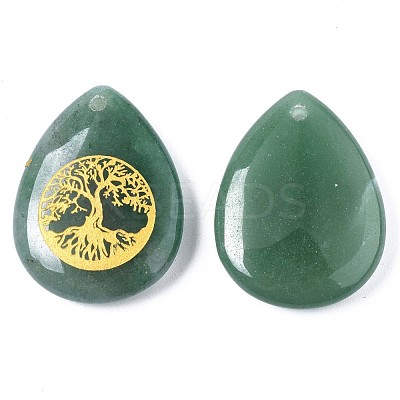 Natural Green Aventurine Pendants G-T122-71I-1