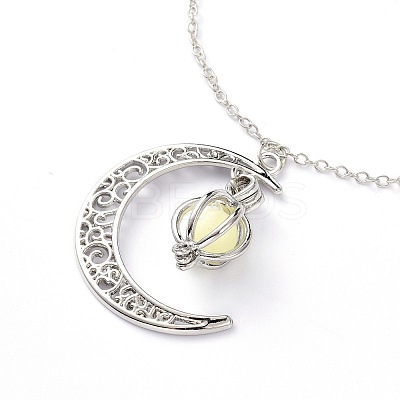 Luminous Alloy Locket Pendant Necklaces NJEW-F284-05B-1