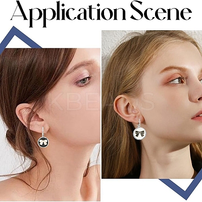 2Pcs 304 Stainless Steel Leverback Earring Settings STAS-YW0003-55A-1