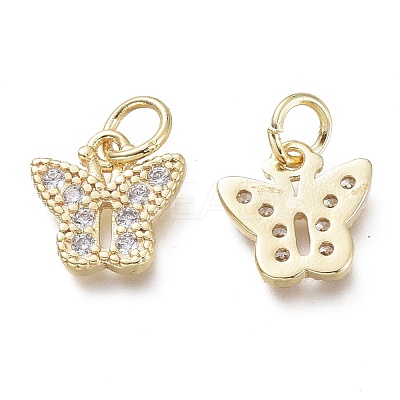 Brass Micro Pave Clear Cubic Zirconia Pendants KK-P188-N01-G-1