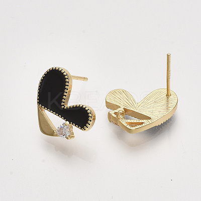 Brass Enamel Stud Earring Findings LS-KK-T038-574A-G-NF-1