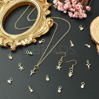 16Pcs 8 Style Brass Micro Pave Cubic Zirconia Charms ZIRC-CJ0003-33-1