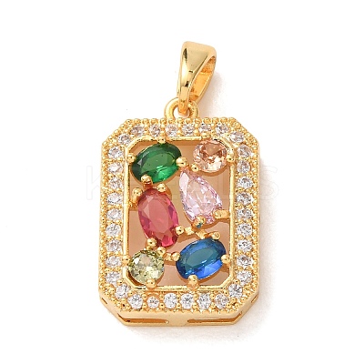 Brass Pave Colorful Cubic Zirconia Pendants KK-C264-14B-G-1