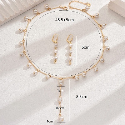 Elegant Brass Imitation Pearl Necklace and Earrings Set for Women DL6471-1