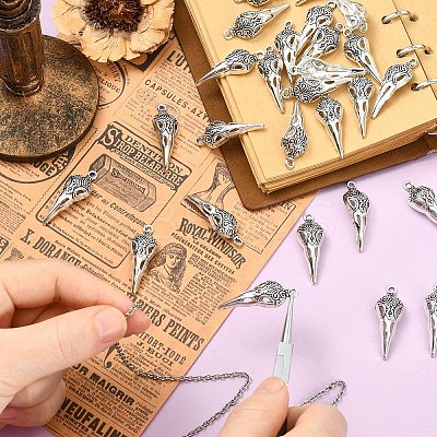 50Pcs Gothic Style Tibetan Style Alloy Pendants FIND-YW0008-51-1