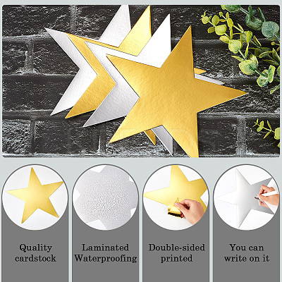 48Pcs 2 Colors Paper Glitter Star Wall Decoration AJEW-SP0001-16B-1