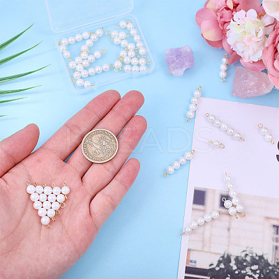 30Pcs 5 Styles Round Shell Pearl Connector Charms PALLOY-CA00023-1
