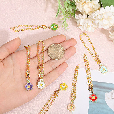 7Pcs 7 Colors Flower Alloy Enamel Cup Charms HJEW-GL00001-1