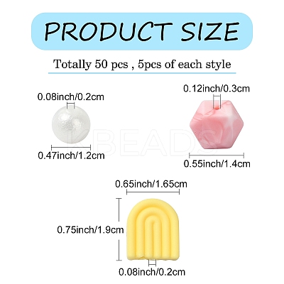 35Pcs 7 Styles Food Grade Eco-Friendly Silicone Beads SIL-YW0001-25-1