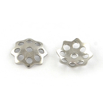 Tarnish Resistant 8-Petal Hollow Flower Smooth Surface 304 Stainless Steel Bead Caps LS-STAS-R065-55-1