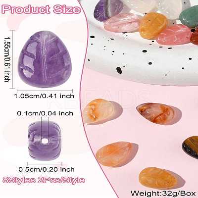 16Pcs 8 Styles Natural Agate & Amethyst & Topaz Jade & Green Aventurine & Red Agate & Tiger Eye & White Agate G-CJ0001-80-1
